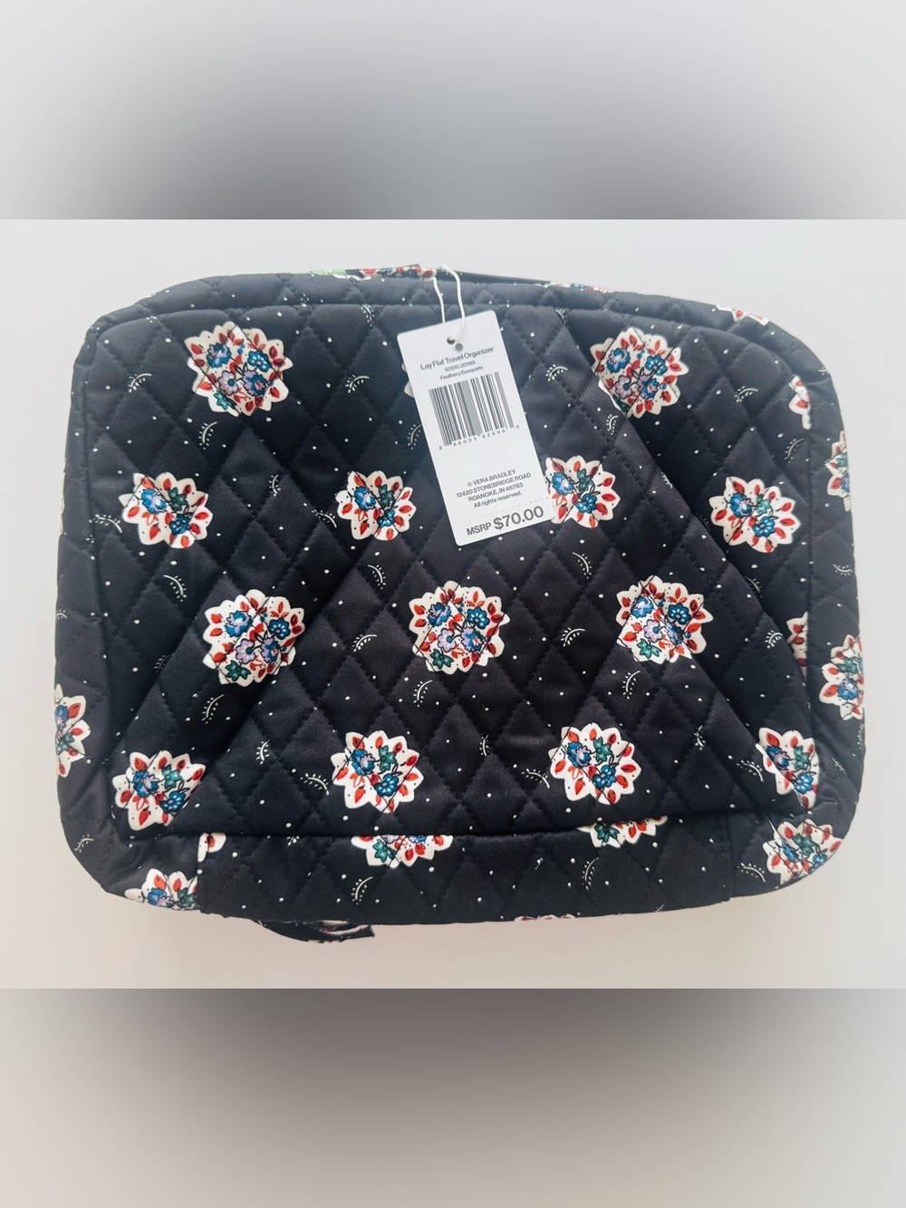 Vera Bradley Essential Lay Flat Travel Organizer Feathery Bouquet Zip Pockets